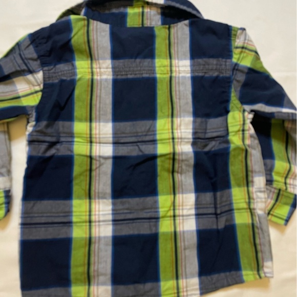 Boys American Hawk size 18 months blue and green paid button up shirt - Picture 4 of 4